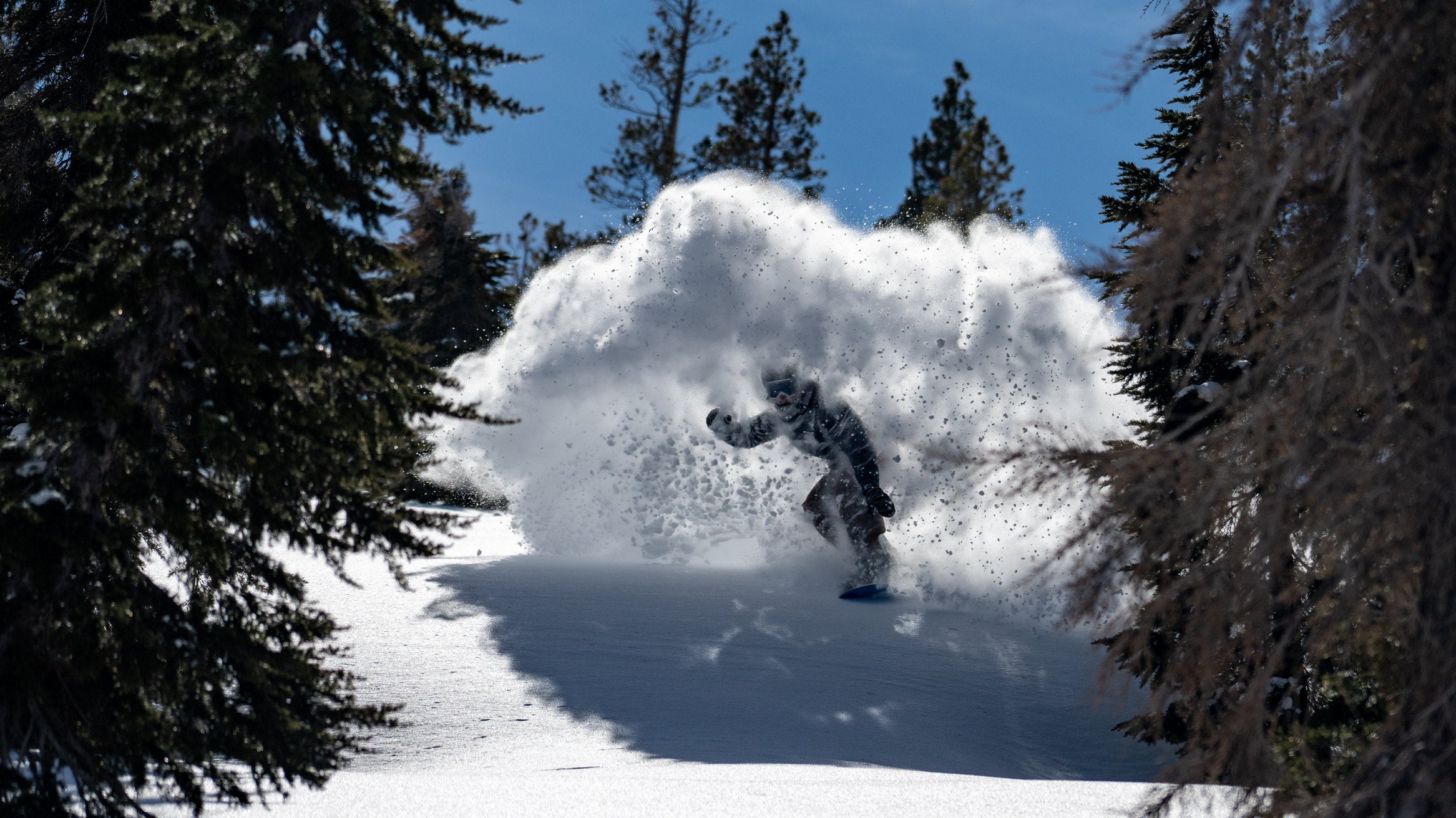 snowboarding in deep powder