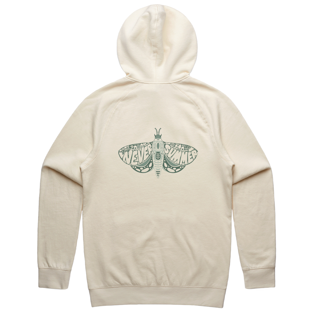Front Print Hooded Sweatshirts Moth Hoodie Never Summer Snowboards Ecru Small
