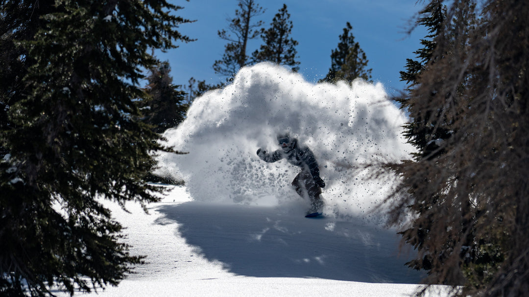 snowboarding in deep powder