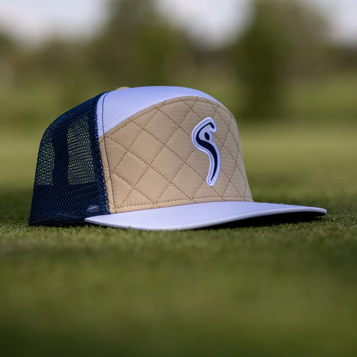 Shaper Golf Quilted Snapback - Khaki/Indigo