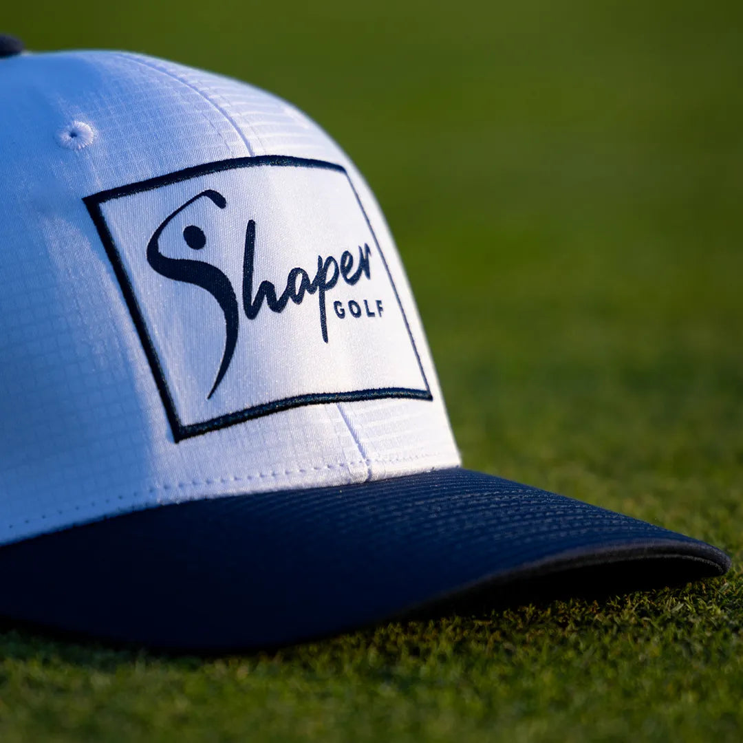 Shaper Golf Rectangle Patch Snapback - White/Navy