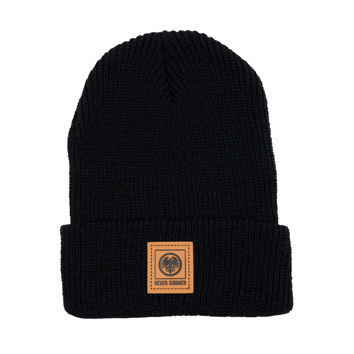 Custom Patch Beanie | Leather Patch Beanie | Never Summer Snowboards